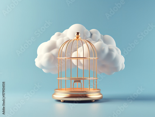 Superb caged isolated on blue background