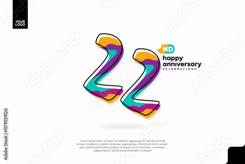 Number 22 logo icon design, 22nd birthday logo number, anniversary 22
