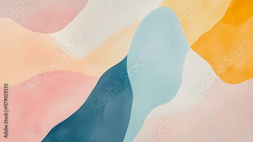 Abstract Pastel Landscape: Serene Watercolor Forms