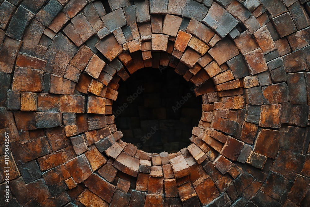 Fototapeta premium Big hole in the brick wall. With clipping path. Brick texture concept