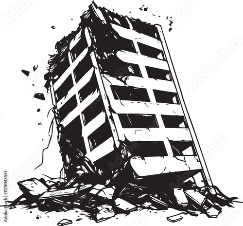 illustration of destroyed building