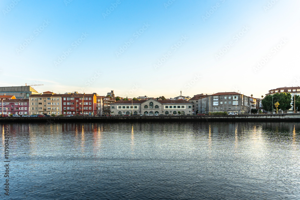 Beautiful Landscape View by Burgo Bridge on Lerez River in Pontevedra, Galicia, Spain