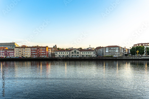 Obraz na płótnie Beautiful Landscape View by Burgo Bridge on Lerez River in Pontevedra, Galicia, Spain w salonie