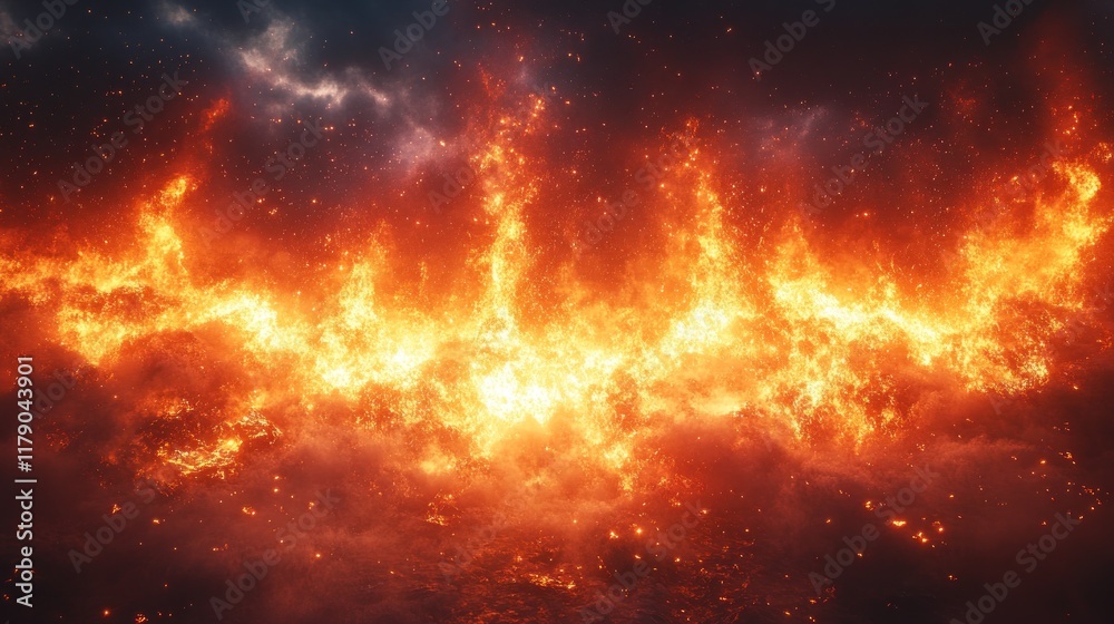 Fototapeta premium Fiery inferno cloud explosion.