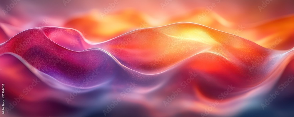 Obraz premium Vibrant Abstract Waves in Sunset Colors with Smooth Flow and Dreamy Atmosphere