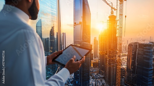 Fototapeta Naklejka Na Ścianę i Meble -  Urban Development: A Construction Sunset View