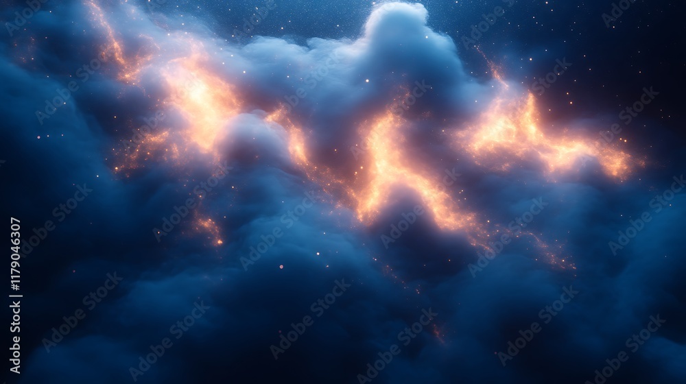 Obraz premium Abstract fiery cloudscape at night.