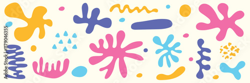 Set of hand drawn organic shapes. Design with abstract elements. Vector illustration