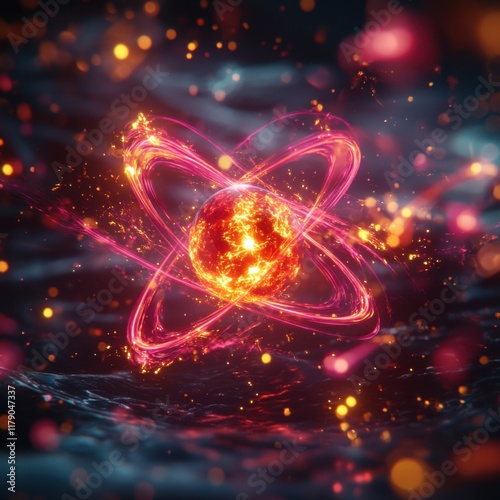 Vibrant Atom Visualization with Energy Effects
