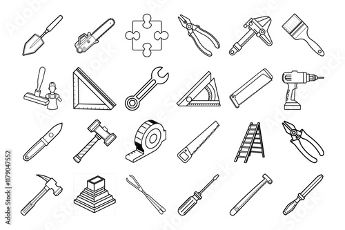 plumber tools   icon set vector design line art photo