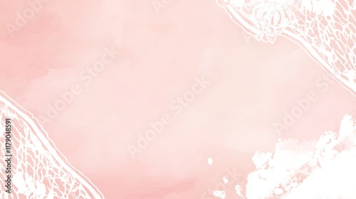 Delicate Pink Watercolor Background With White Lace Design