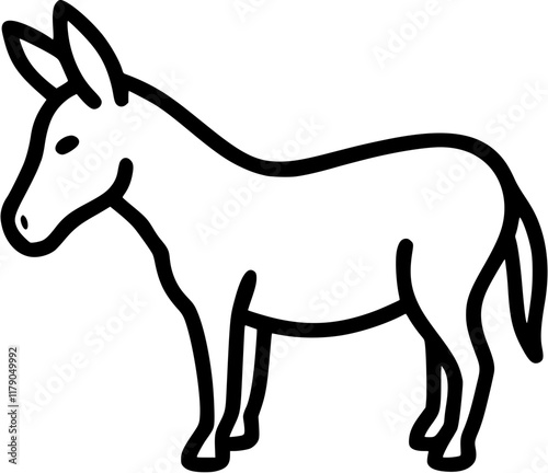 Donkey in outline icon style, farm animals, animal theme.