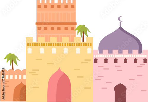 colourful arabic mosque mud stone