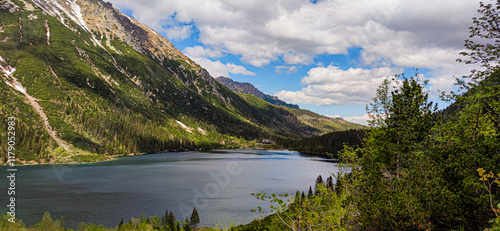 the landscape of the spring Lake Morske Oko view from the Black Pond lake
