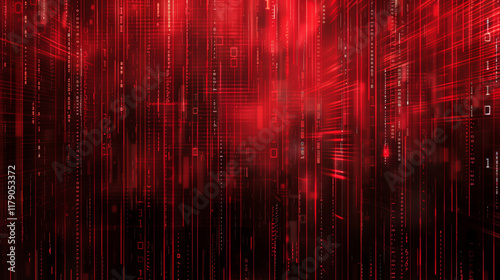 Abstract red digital code background.