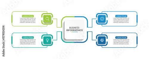 business Infographic label design template with icons and 4 options or steps.