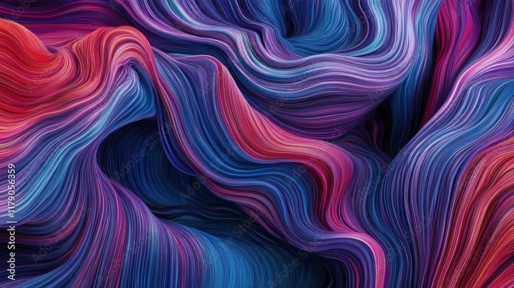 Fototapeta premium Abstract swirling vibrant red, blue, and purple paint texture.