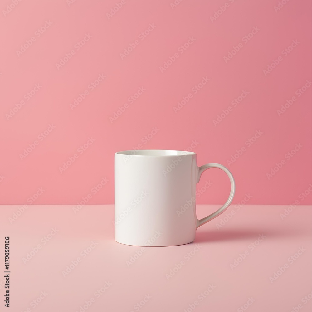 Blank white mug mockup on pink background. Blank white mug mockup on pink background.