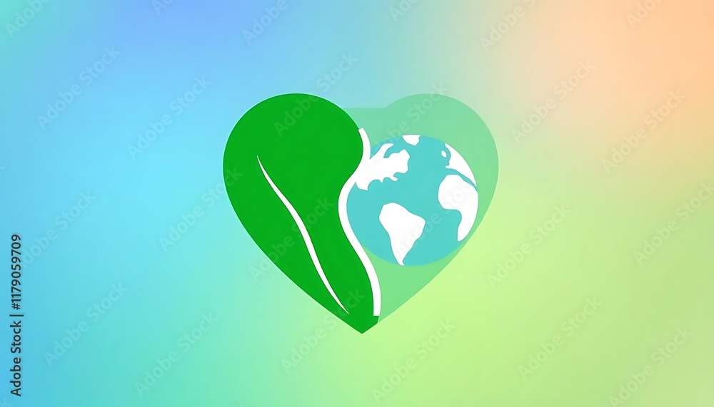 Green Leaf and Earth Heart: A Pastel Eco-Friendly Design Green Leaf and Earth Heart: A Pastel Eco-Friendly Design