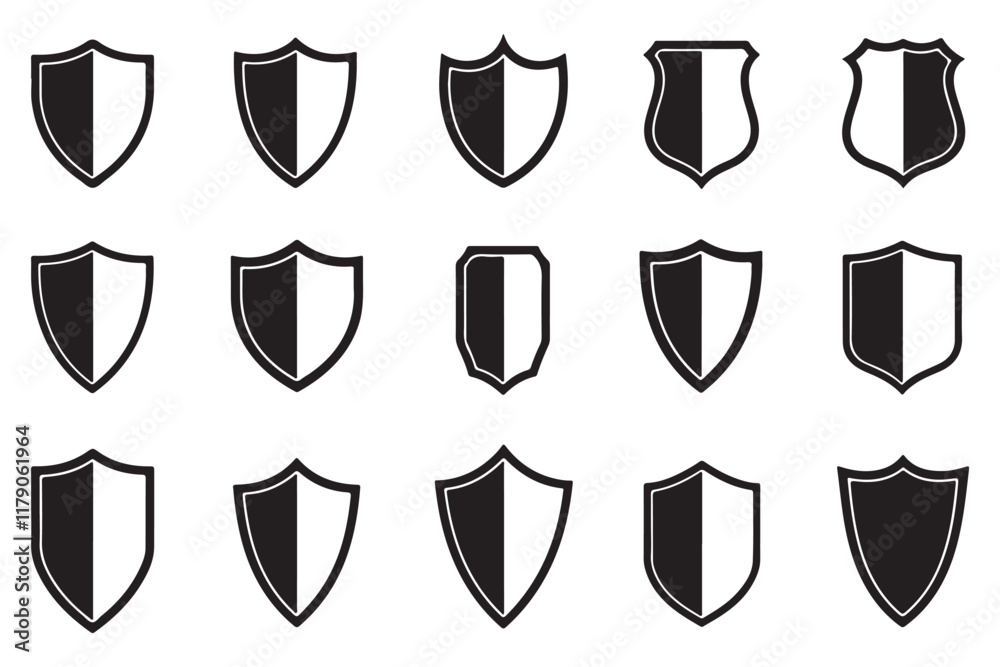 Minimal Shield Icon Set for Creative Designs Minimal Shield Icon Set for Creative Designs