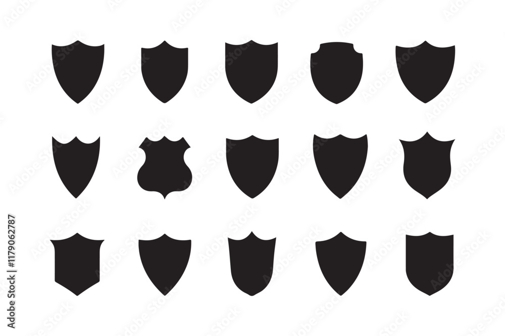 Minimal Shield Icon Set for Creative Designs Minimal Shield Icon Set for Creative Designs