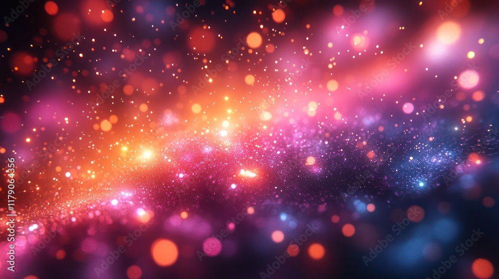 Vibrant Sparkling Light Composition in Warm and Cool Tones, Abstract Dreamlike Atmosphere Vibrant Sparkling Light Composition in Warm and Cool Tones, Abstract Dreamlike Atmosphere