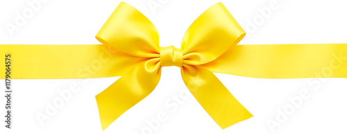 yellow ribon and bow on a transparent white background.	
