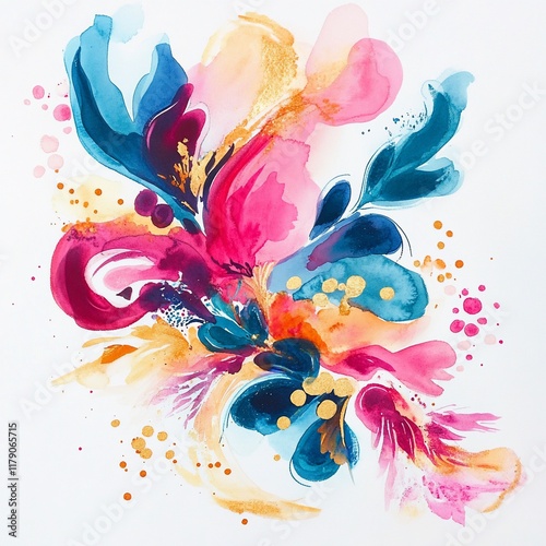 Vibrant Abstract Floral Watercolor Painting