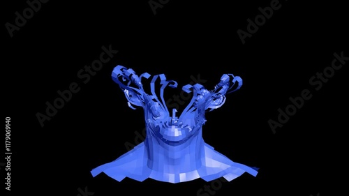3D animation of polygons. Polygonal 3D animation. Animation of a human head polygons.