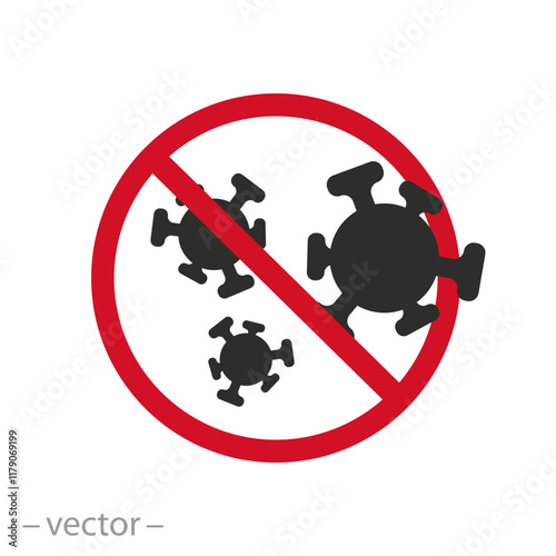 stop virus simple icon, antibacterial property, protection against bacteria, flat symbol - vector illustration eps10