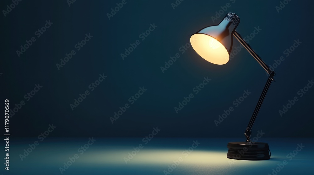 Illuminated desk lamp on dark blue background. Illuminated desk lamp on dark blue background.