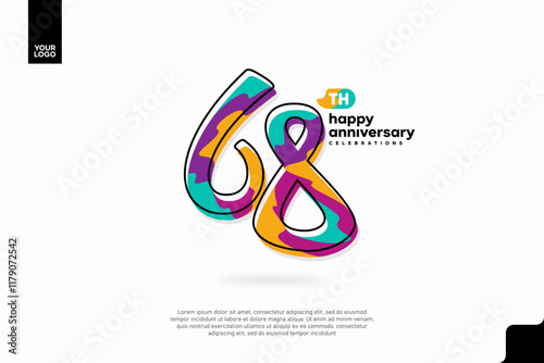 Number 68 logo icon design, 68th birthday logo number, anniversary 68 photo