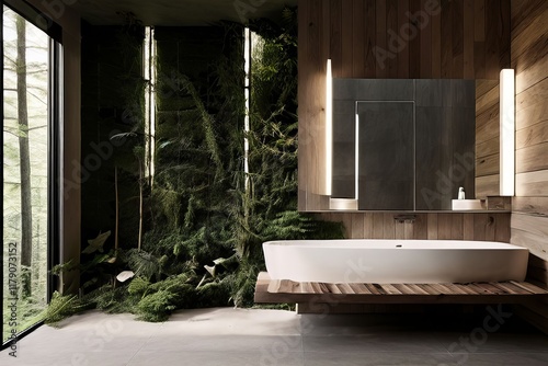 77 forest inspired a minimalist bathroom with a forest inspired