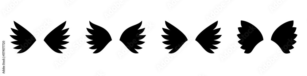 Wings icons set. Simple set of wings vector icons. Wings icons set. Simple set of wings vector icons.