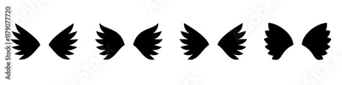 Wings icons set. Simple set of wings vector icons. photo