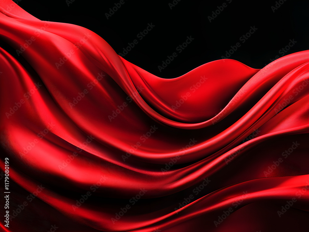 Obraz premium Luxurious Red Fabric on Black Background: A Bold and Elegant Design Element