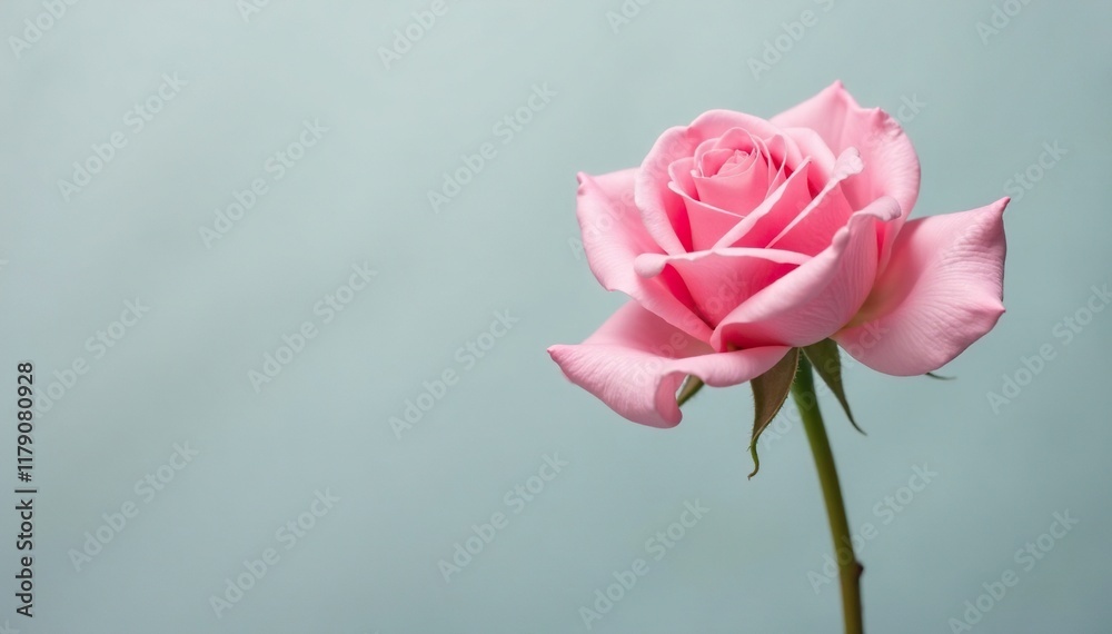 A single fairy rose on a light gray background, flower, calming A single fairy rose on a light gray background, flower, calming