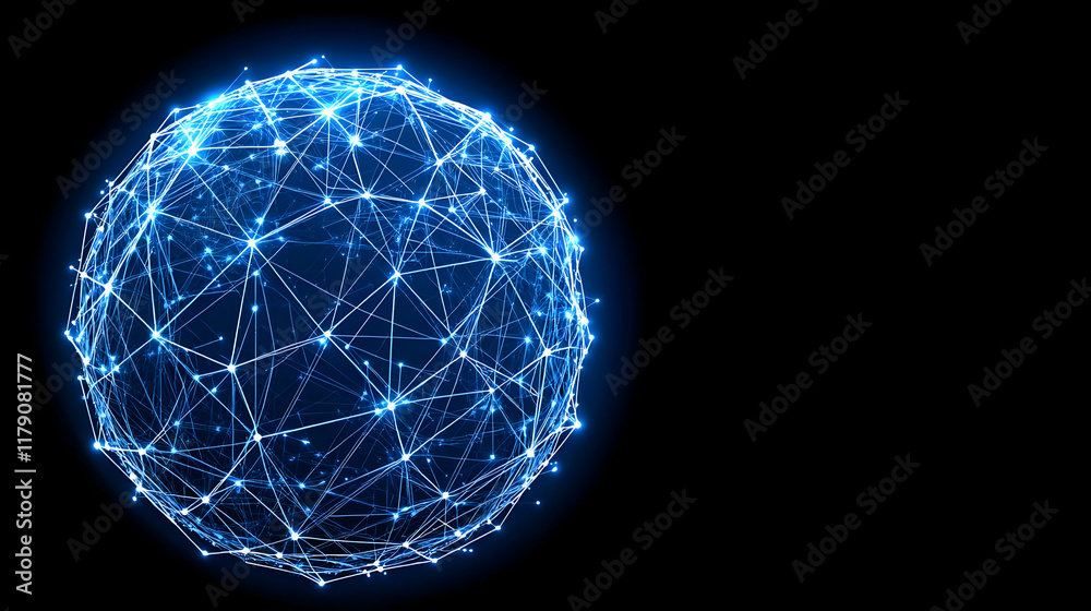 Glowing Network Sphere 3D Illustration Glowing Network Sphere 3D Illustration