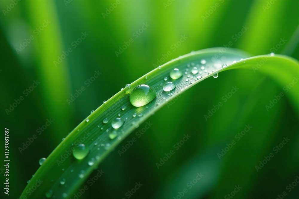Water droplets clinging to sugar cane leaf delicate, greenery, dew drop, Water droplets clinging to sugar cane leaf delicate, greenery, dew drop,