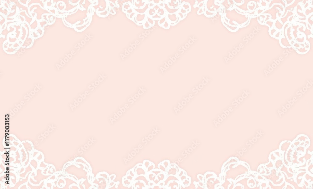 Elegant lace border on soft peach background Elegant lace border on soft peach background