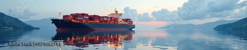 Reflections of a ship's superstructure on calm lake surface, superstructure, nautical, ship