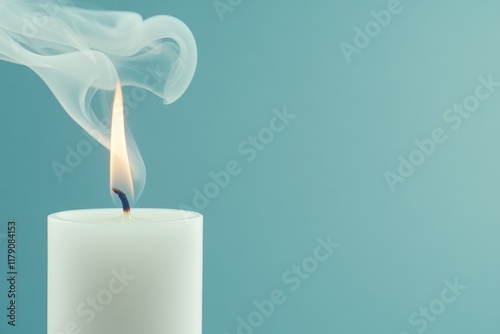 A thin trickle of smoke rises gracefully from the wick of the extinguished candle