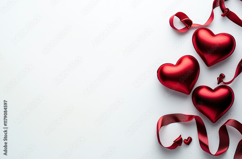 Sparkling Red Hearts Wrapped in a Romantic Ribbon Twist Sparkling Red Hearts Wrapped in a Romantic Ribbon Twist