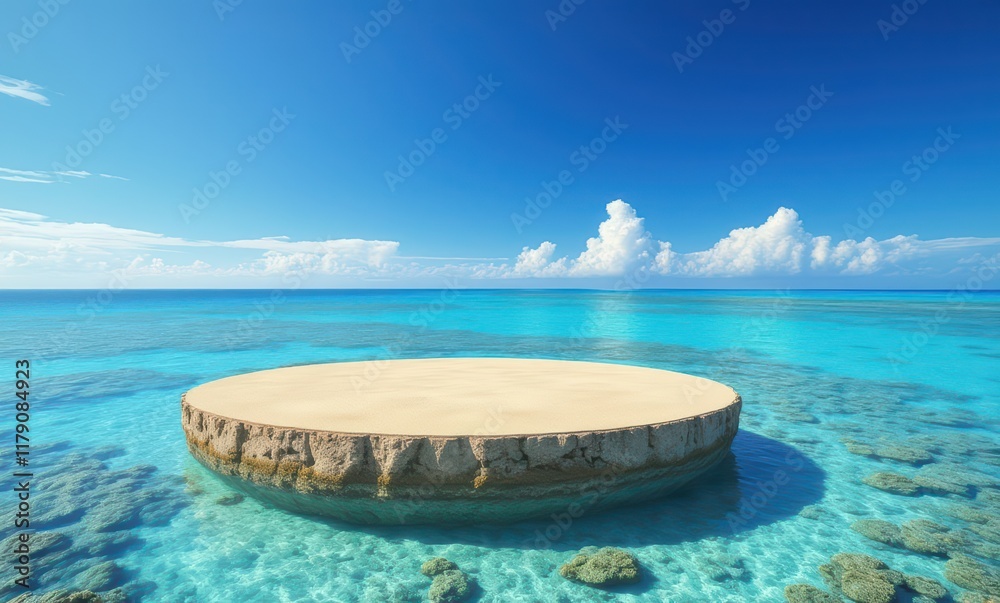 Serene circular island in turquoise waters Serene circular island in turquoise waters