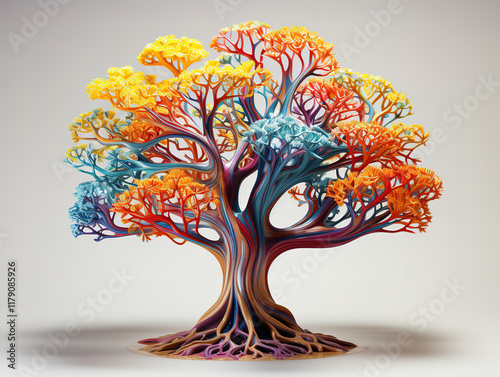 Awesome complex tree of life vivid colors white background