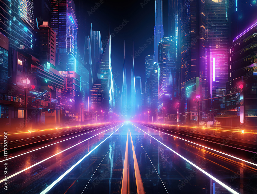 Obraz premium Gorgeous Clean view of abstract Modern dynamic motion light trails technology lines background