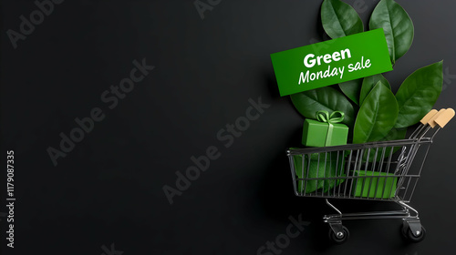 Green, sustainable gifts in a shopping cart with a banner announcing the 