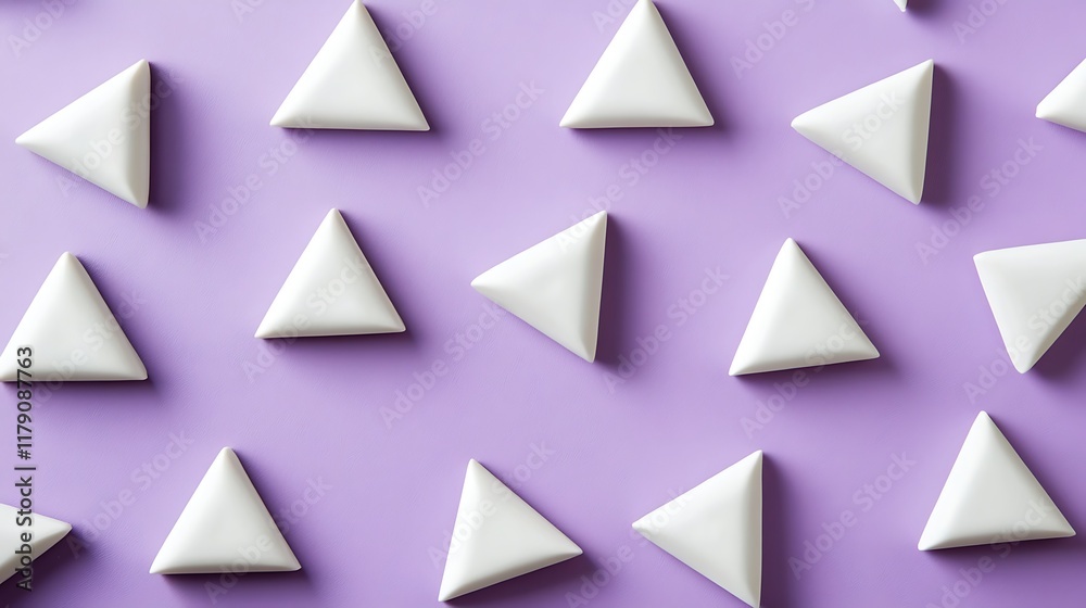 White Triangles Arranged on Purple Background White Triangles Arranged on Purple Background