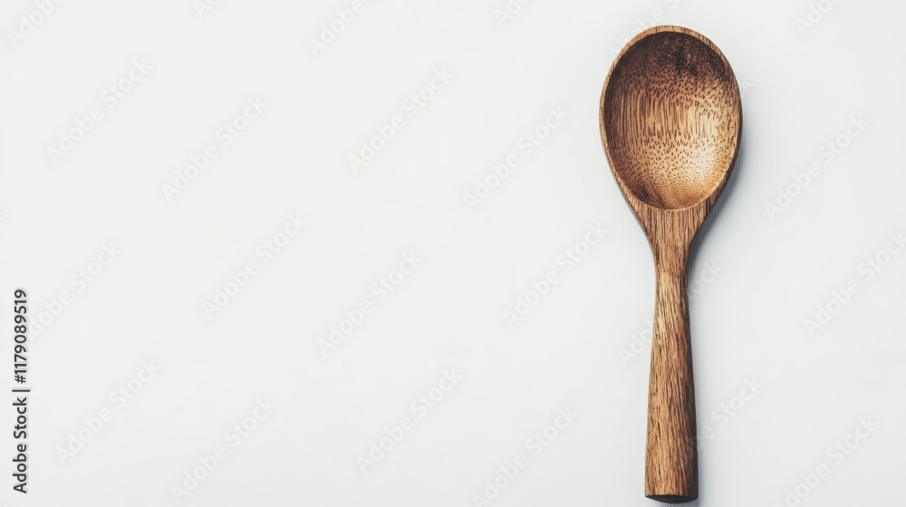 A classic wooden spoon, isolated on a pristine white background A classic wooden spoon, isolated on a pristine white background