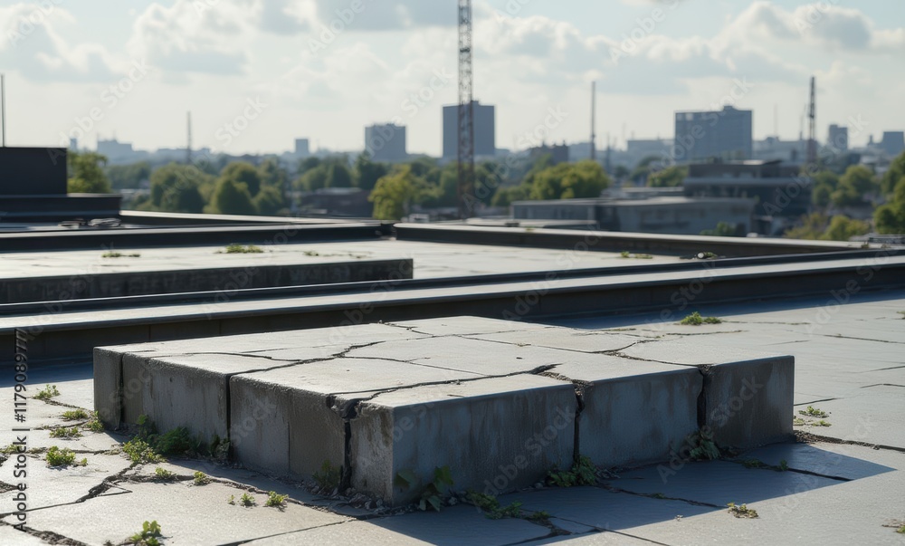 Urban rooftop with overgrown greenery Urban rooftop with overgrown greenery